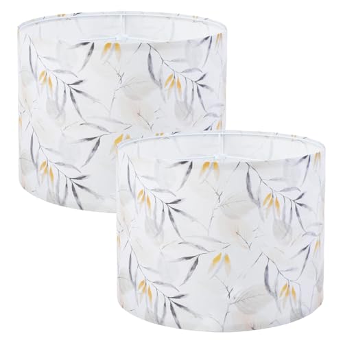 TAaMTYH Large Lamp Shades Set of 2,13"Dx10" H,Flax Plant Pattern Drum Shade