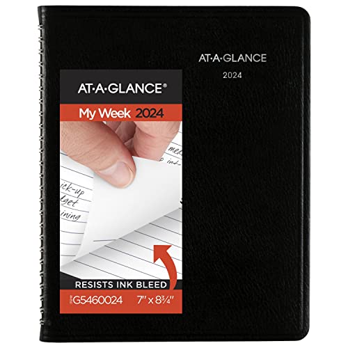 AT-A-GLANCE 2024 Weekly & Monthly Planner 7" x 8-3/4", Medium, with Notes, Executive, DayMinder, Black (G5460024)