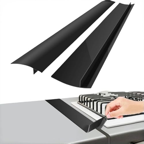 2 Pack Silicone Stove Counter Gap Covers,Heat-Resistant Cooker Fillers Gap Strips,Anti-Stain Cooker Gap Cover for Kitchen Counter,Easy to Clean (25 Inches, Black)