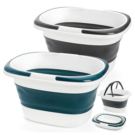 Coloch - Paquete de 2 cubos de plástico plegables de 16 l/4.2 galones, cesta de lavandería plegable con asa, cubeta de agua portátil que ahorra espacio para limpieza de la casa, lavado de coches, pesca, camping