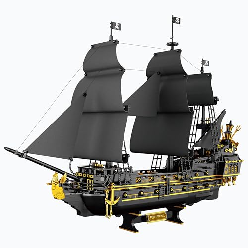SEMKY Pirate Series Black Devil Pirate Ship MOC Building Blocks and Engineering Toy(2076 Pieces)
