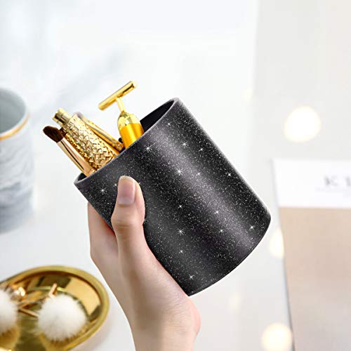Image of Pen Holder for Desk,Stand for Office Luxury Glitter Pencil Cup for Women Men Leather Organizer for Adult Teen, Black