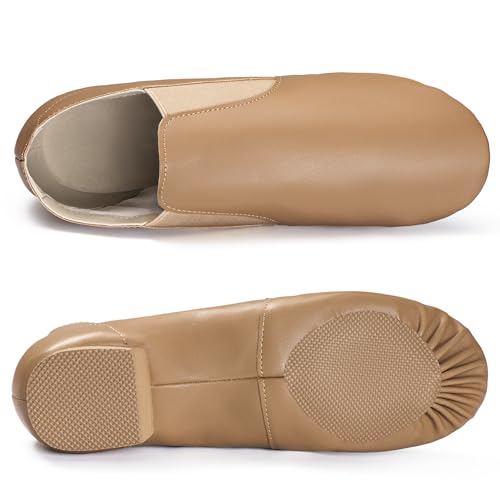 Image of Dynadans Unisex PU Leather Upper Slip-on Jazz Shoe with Elastics for Women and Men's Dance Shoes UG