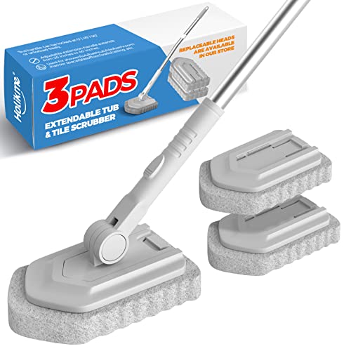 Holikme Shower Scrubber With 3 Scouring Pads Extendable Tub And Tile Scrubber Tools For Cleaning Bathtub Shower Bathroom #TOP17