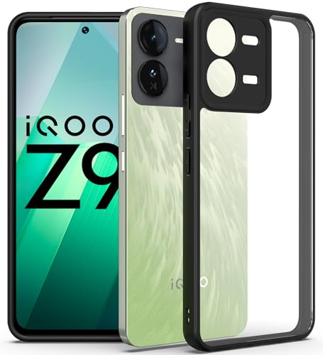 Image of KAPAVER Hybrid Back Cover Case Compatible with iQOO Z9 5G (PC+TPU) (Black)
