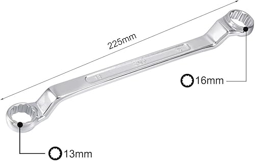Miniatura 2 de uxcell Llave métrica de extremo de caja doble de 0.512 in x 0.630 in con desplazamiento de 12 puntos, cromada, Cr-V