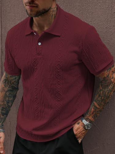Image of GRECIILOOKS Textured Polo T-Shirt for Men | Premium Jacquard Collared Cotton Blend Polo | Smart Casual & Formal t Shirt for Men | Stylish t Shirt for Mens for Office, Party & Everyday