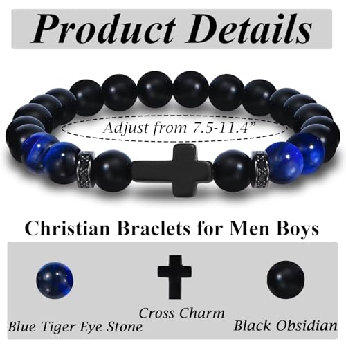 OAVOOK Gifts for Son from Mom Cross Bracelet Christian Gifts Christmas, Baptisim, Birthday Son Gifts for Him — view 5