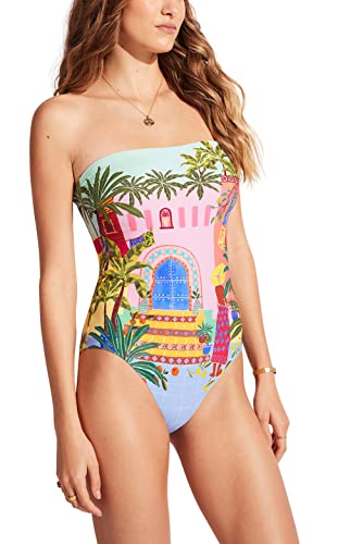 Seafolly Damen Einteiliger Bandeau hohem Beinausschnitt Badeanzug, On...