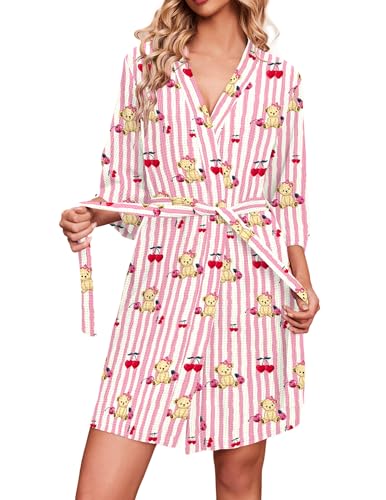 Image of Ekouaer Robes for Women Waffle Knit Bathrobe Soft Lightweight Knee Length Loungewear S-XXL