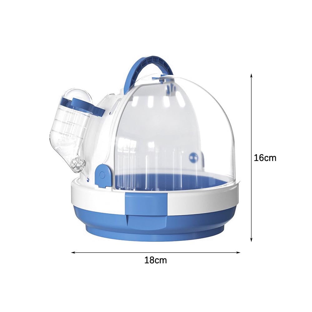 Hamster-Transportkäfig, tragbarer Mäuse-Reisekoffer, Kunststoff-Kleintier-Transportkäfig, Ratten-Transportkäfig mit Wasserflasche für Kleintiere, Rennmäuse, Mäuse, Zwerghamster – Blau