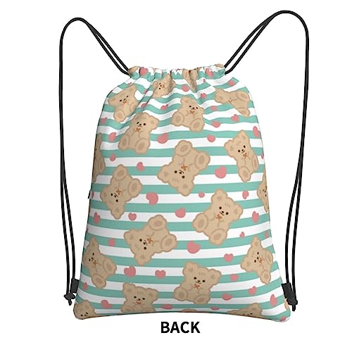 Dujiea Drawstring Backpack, Adjustable Brown Cute Kawaii Teddy Bears Gym Bag Sackpack Cinch Sports Backpack For Men Women Shopping Yoga Swimming Traveling2
