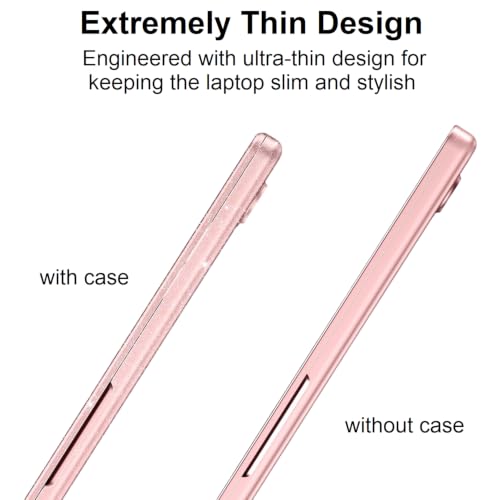 Image of Midkart Compatible with MacBook Neo Case 13 inch 2026 Release Model A3404 with A18 Pro Chip Hard Shell Case Cover with Keyguard and Dustplugs, Blush Transparent Glitter