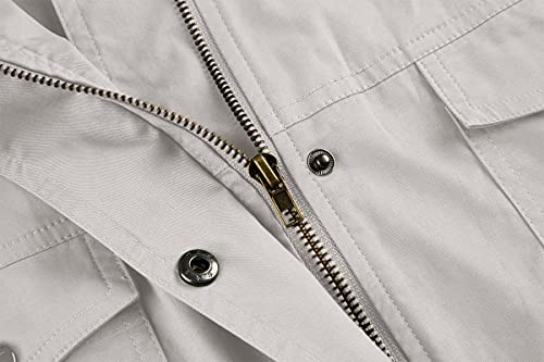 Dellytop Women Military Utility Jacket Casual Zip Up Snap Buttons Field Safari Anorak Outwear #TOP5