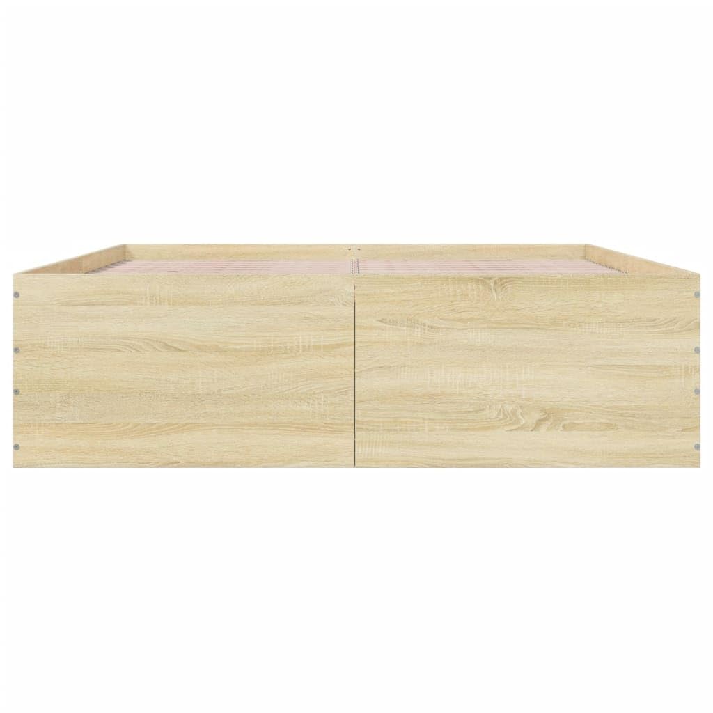 Festnight Holzbett 160x200 cm, Futonbett, Bett mit Lattenrost, Jugendzimmer Einzelbett in Sonoma-Eiche