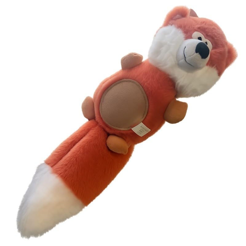 Quickdraw Dog Squeaky Plush Toy 40cm – Flat Tail No Stuffing Animal Chew Toy with Built-In Squeaker, Durable Soft Tug Fetch Cuddle Toy for Medium Large Dogs, Fox Raccoon Beaver (Fox)