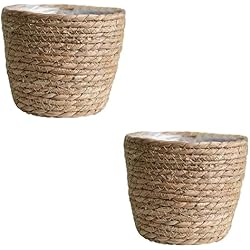 Yardwe 2 Piezas Organizador De Artículos Diversos Tejidos Macetero Tejido Maceta De Macetas De Algas Marinas Papelera Tejida Maceta Tejida Tejer Productos Domésticos El Plastico