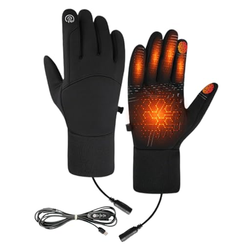 Opdestn USB-Handschuhe Beheizbar, Touchscreen Winter Handwärmer mit Wärmefunktion, wasserdichte Handschuhe für Damen Herren Senioren bei Aktivitäten wie Texten Autofahren...