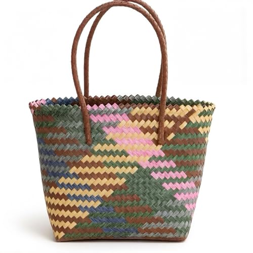 Sac en osier grande capacité pour femme panier multicolore vintage contre le manque d'espace