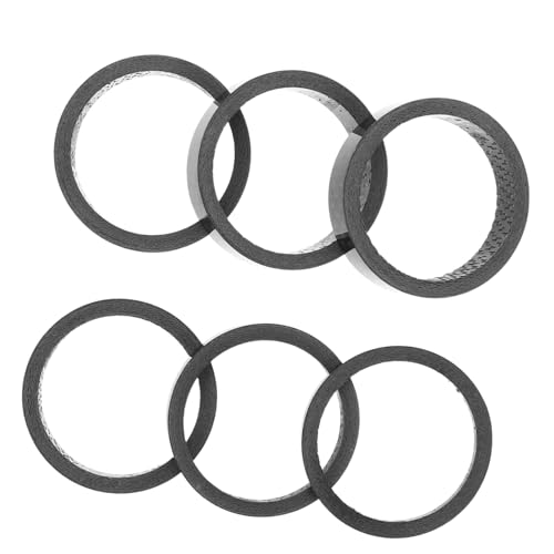 Mikikit 6PCS Carbon Fiber Bicycle Headset Spacers Thickness Fork Spacers for Mountain Road Bikes Lightweight and Durable Cycling Accessories