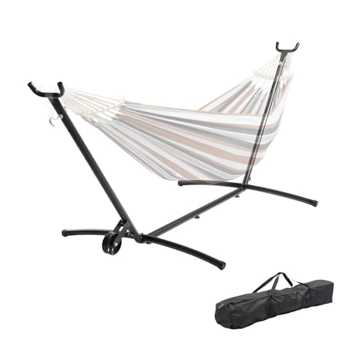 HOBBYZOO Support de hamac à roulettes, Construction Robuste Capacité de Charge 200 kg, Hauteur réglable (Il y a 6 Vitesses) - Support pour hamac Double...