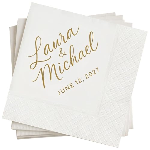 Servilletas de papel personalizadas para boda 6.5x6.5 in miniatura 1