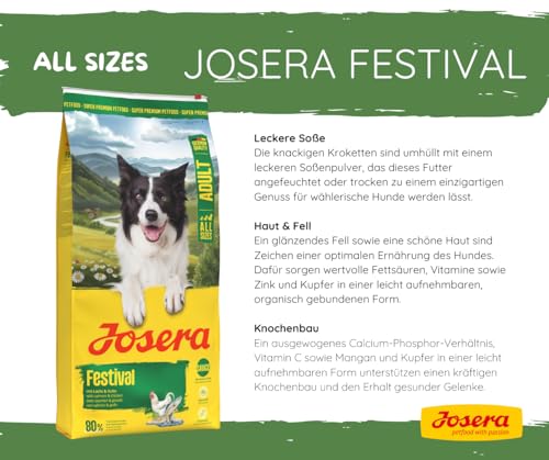 JOSERA AllSizes Festival mit Huhn und Lachs 12,5 KG inklusive Goodie Frisbee - Premium Trockenfutter, Hundefutter mit Soßenpulver