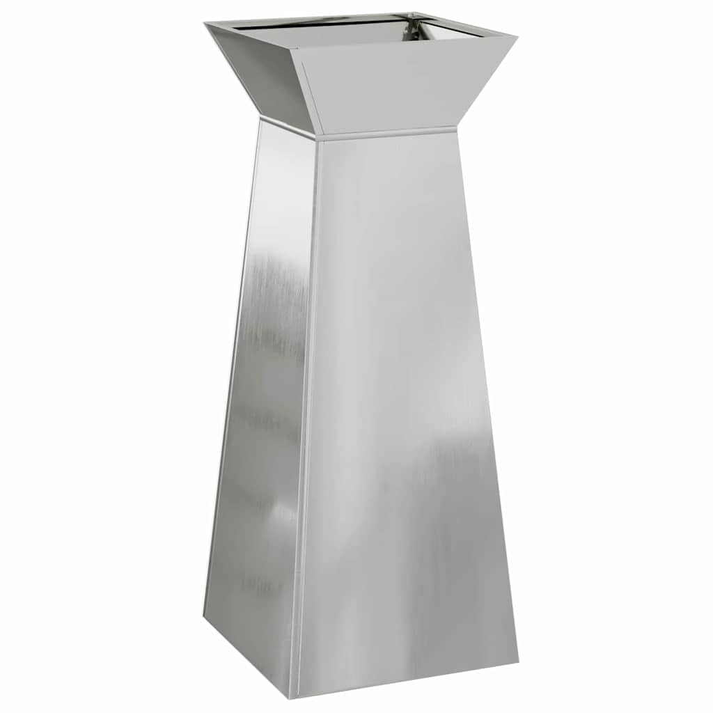 Ogrodnik filar 2 szt. srebrny 40 x 40 x 100 cm | Metal Nowoczesny design, odporność na temperatury, na taras, stojak na rośliny zewnętrzne