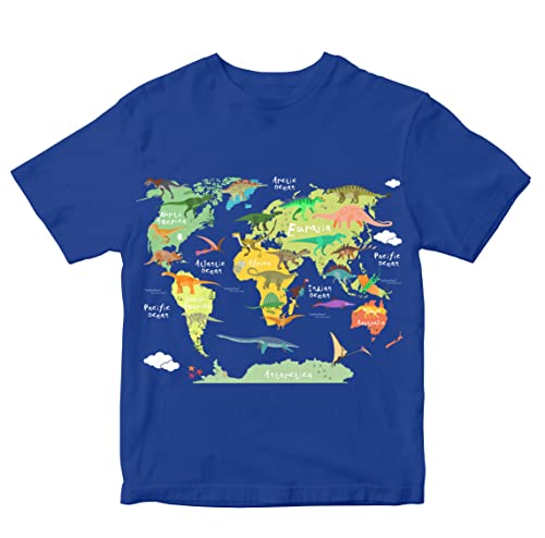 Image of Boys' T-Shirt Prehistoric Dinosaur Atlas 100% Cotton Boy's Girl's Regular Fit Unisex T-Shirt