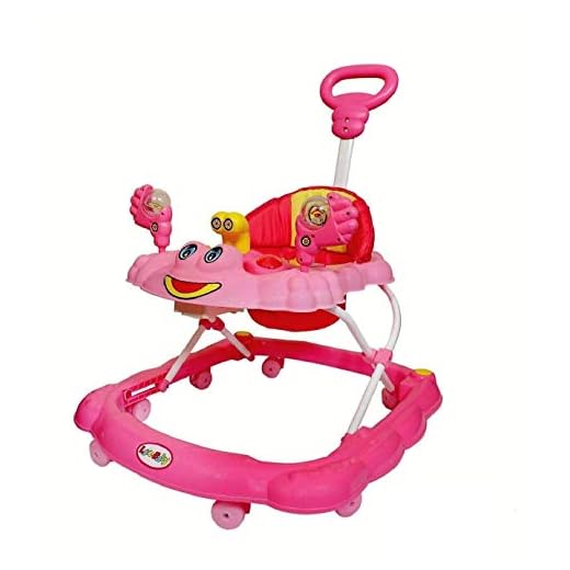 Joyride Musical Baby Walker with Adjustable Height,Music, Light and Push Handle Bar (Pink)