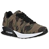 stiefelparadies Trendige Unisex Damen Herren Kinder Sport Camouflage Blumen Sneaker Low Bunt Glitzer Schnürer Schuhe 132227 Camouflage 37 Flandell