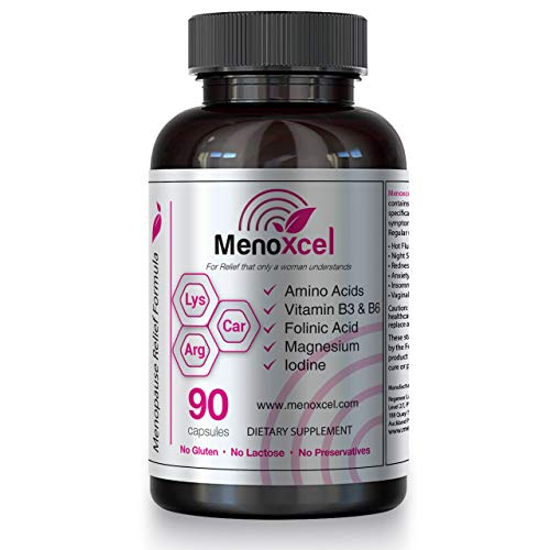 MenoXcel – Menopause Relief All-Natural Daily Supplement | Formula Clinically Proven to Relieve: Hot Flashes – Night Sweats – Redness – Anxiety – Insomnia | 90 Vegan Capsules MenoXcel – Menopause Relief All-Natural Daily Supplement | Formula Clinically Proven to Relieve: Hot Flashes – Night Sweats – Redness – Anxiety – Insomnia | 90 Vegan Capsules