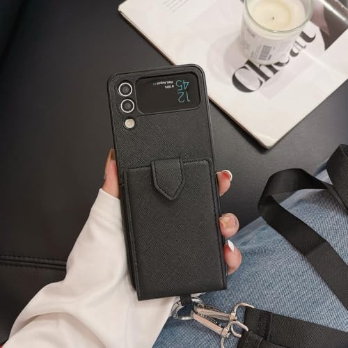 Housse bandoulière Samsung Z Flip 4 en cuir pour garder les mains libres en voyage