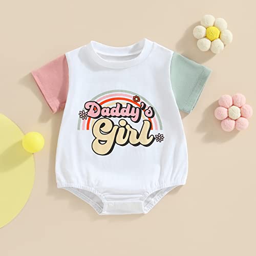 MERSARIPHY Daddys Girls Baby Girl Summer Clothes Newborn Infant Bubble Romper Letter Oversized One Piece Bodysuit Outfits3