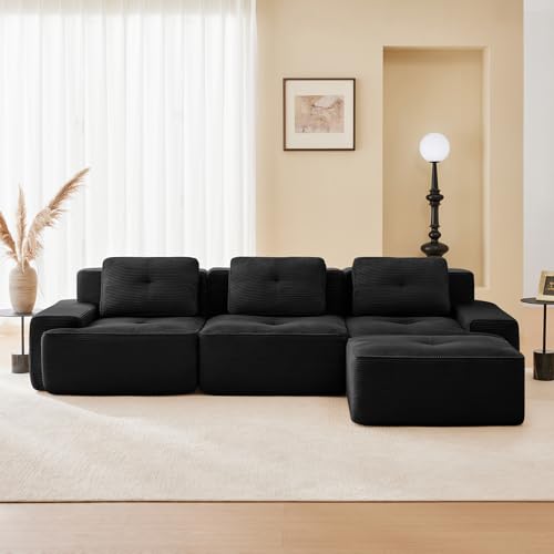 Image of Corduroy Modular Sectional Sofa, Oversized Cloud Couches for Living Room