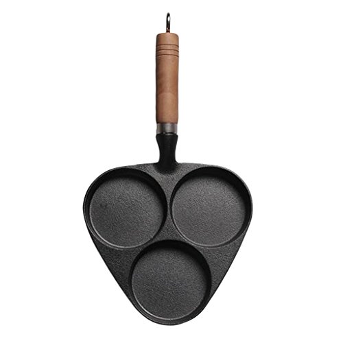 Kodxylytix Molde de hierro fundido para 3 tazas, sartén para cocinar huevos