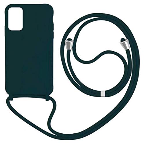 JMstore Funda con Cuerda Compatible con Samsung Galaxy Note 10 Plus Ajustable Collar Correa de Cuello Cordón Carcasa de Silicona Colgante (Verde Oscuro)
