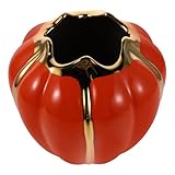 NUSITOU Ceramic Pumpkin Utensil Holder Orange Bucket Vintage Thanksgiving Silverware Crock for Fall Kitchen Table Organization and Seasonal Decoration