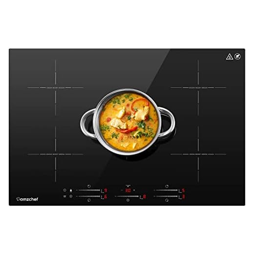 AMZCHEF Induction Hob 5 Zone Built-in Induction Hob with Booster and 9 Levels, Pause Function and Keep Warm, Induction Hob with Slider Control, Multifunctional Timer, 7400 W