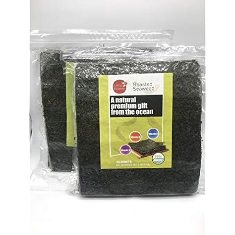 LITTLE JASMINE Organic Roasted Seaweed Sushi Nori, 50 Full Sheets Cover