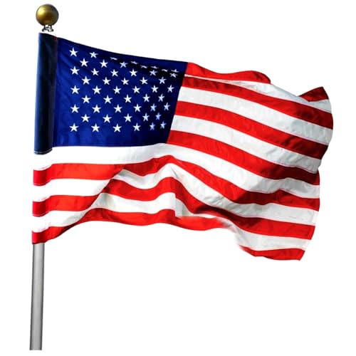 VSZM American Flag 2.5x4 with Pole Sleeve - Embroidered Stars Outdoor US Flags for Outside (Pole Not Included, All-Weather Use)