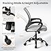 OLIXIS Office Desk Chair - Ergonomic Mid Back with Lumbar Support & Rocking Mode, Height Adjustable with Fixed Armrest, Storage Back for Computer, Gaming, Conference, Meeting Room, 360° Swivel, Grey