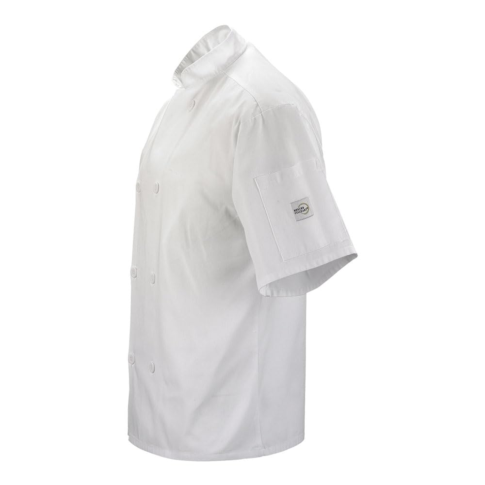 Mercer Culinary Millennia Unisex Kochjacke Kurzarm mit traditionellen Knöpfen
