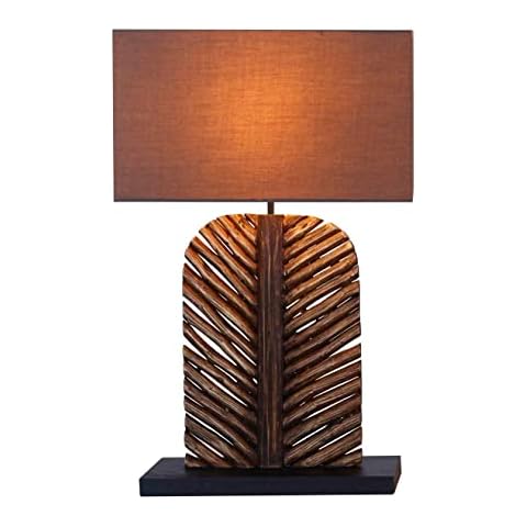 Lámpara de mesa de madera Lubosco Marrón Cover