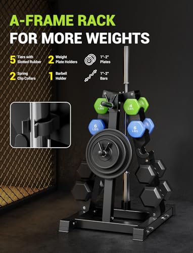 Image of YOLEO Dumbbell Rack, Adjustable & Compact Weight Rack for Dumbbell, Kettlebell, Barbell, Heavy Duty Weight Storage Organizer, Space-Saving Dumbbell Storage Stand Holder for Home Gym - 1100LBS Capacity (Rack Only)