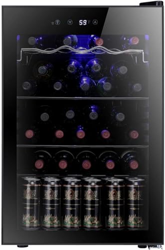 Antarctic Star INAS90 36 Bottle Wine Cooler/Cabinet Beveragerefrigerator Small Mini Wine Cellar Beer Soda Bar Fridge Quiet Operation Compressor Adjust Temperature Freestanding Black thumb #1