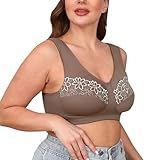 Necalisi Push up BH braun ohne bügel Bustier Comfort Bra Push UP Stützfunktion Yoga Fitness Bralette super Push up BHS 95G