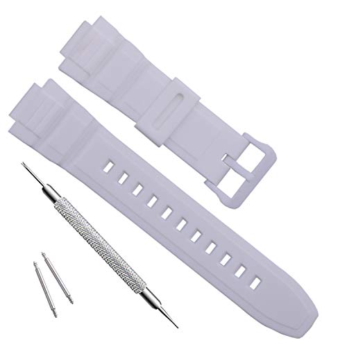 Waterproof Natural Resin Replacement Watch Band for Casio MCW-100H/W-S220/HDD-S100 (White)