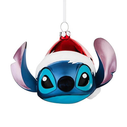 Hallmark Ornamento natalizio in vetro soffiato a punto, decorazione per albero di Lilo e Stitch, ornamento da appendere Disney, ornamento natalizio da appendere, regali per Natale