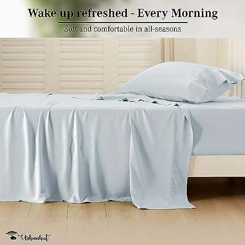 URBANHUT 800 Thread Count Egyptian Cotton Sheets Set Twin Size, Luxury Twin Size Bed Sheets, 4 Pc Bed Sheet Sets, Hotel Sheets Sateen Finish Fits 16" Deep Pocket - Light Blue